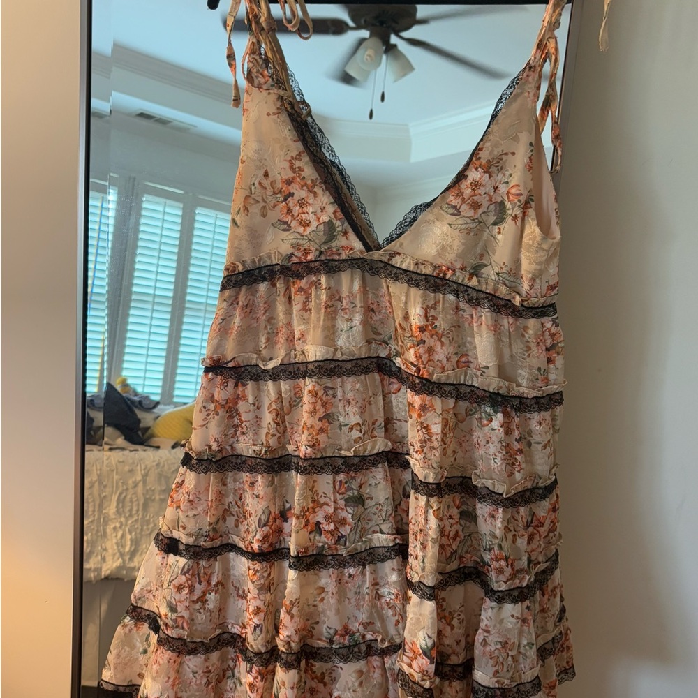 fab'rik Pink and Gold Tiered Asymmetrical Camisole